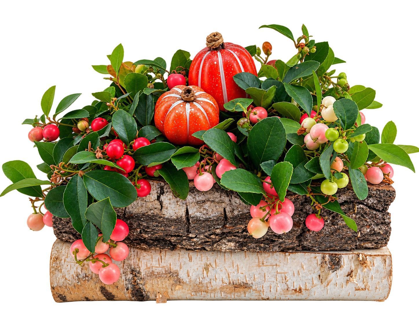 Gaultheria in birchwood with pumpkin GL665P-9001
