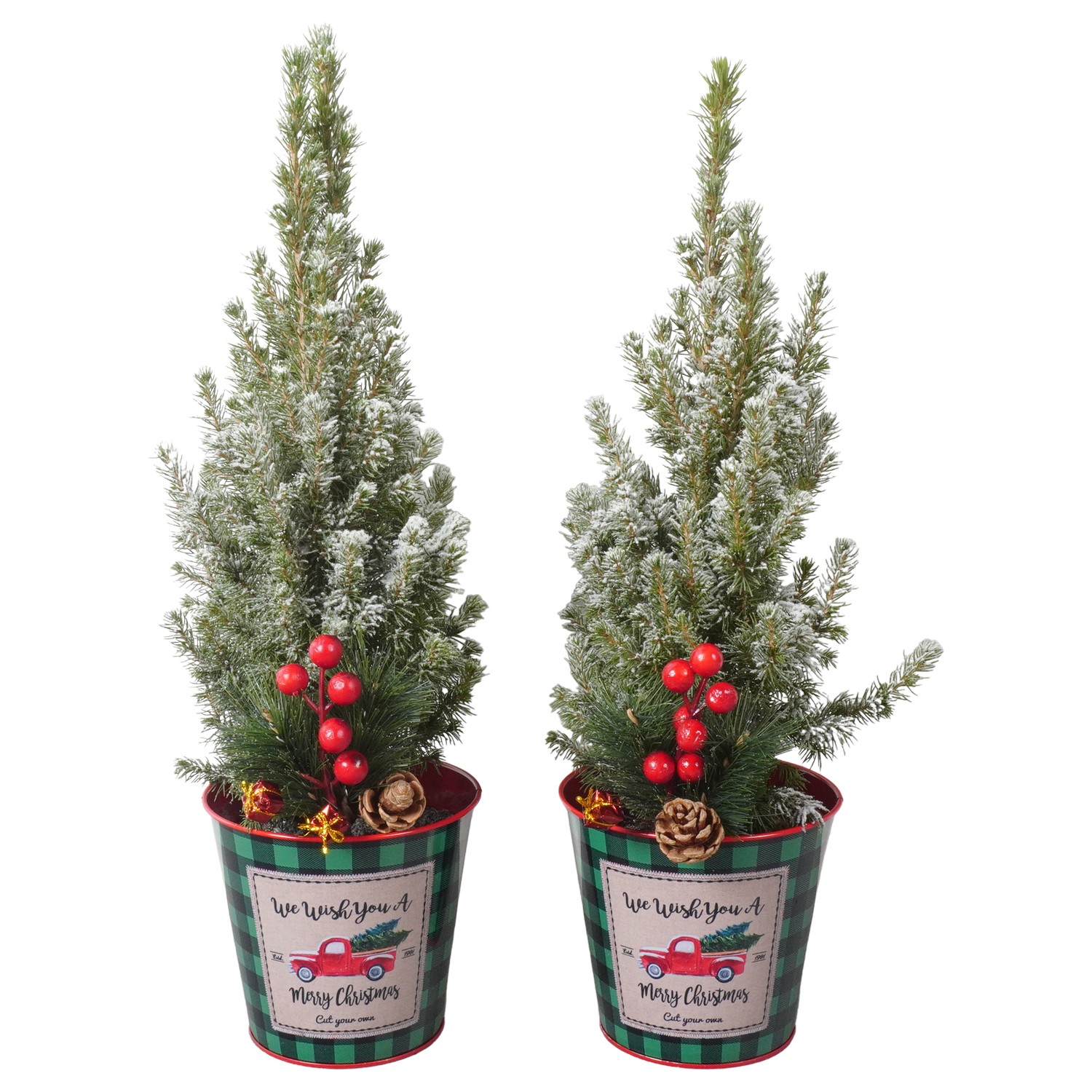 Picture of PTK24457 Picea Conica Perfecta with snow in zinc pot decoration P13 45cm