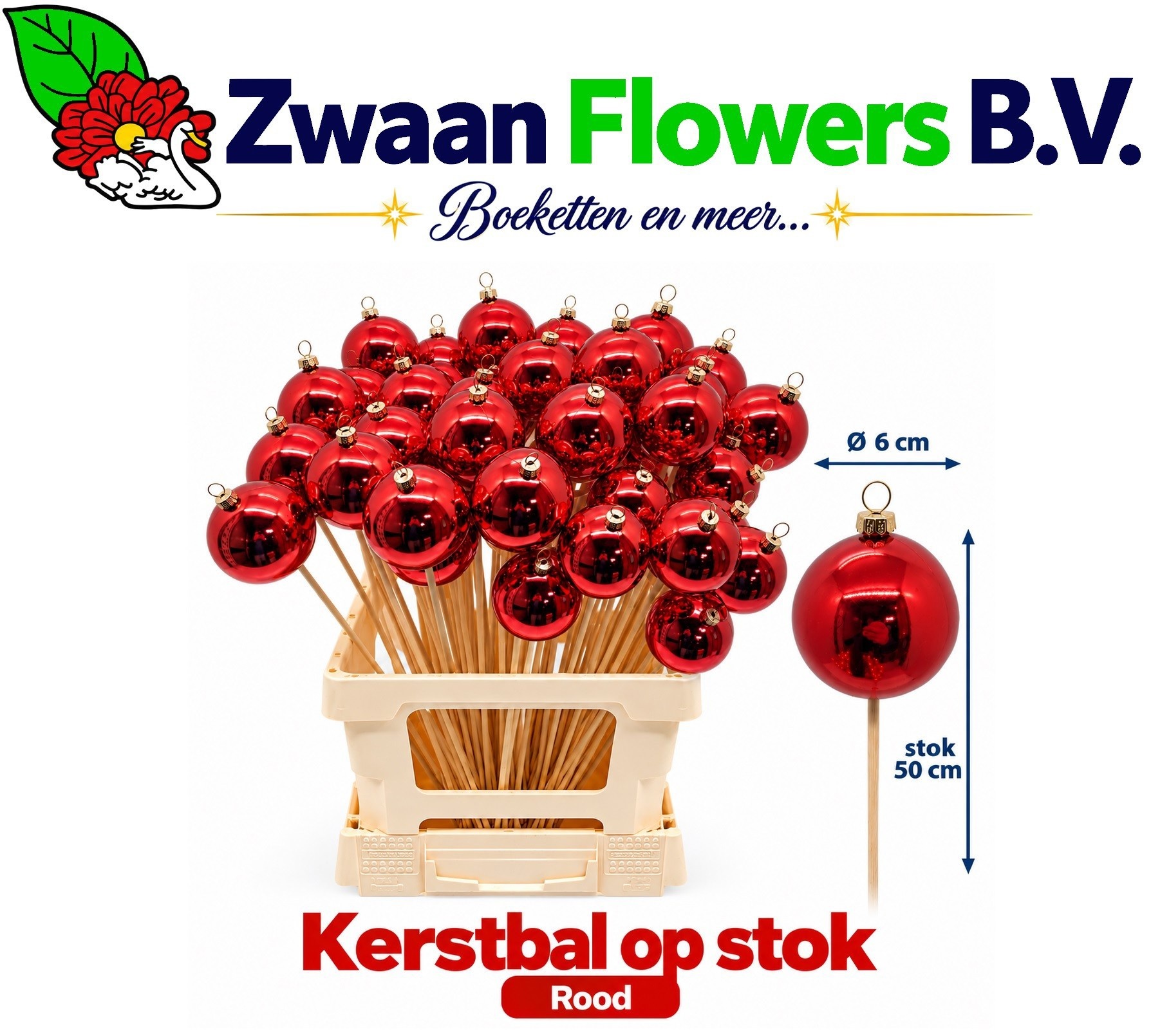 Kerstbal Op Stok H%