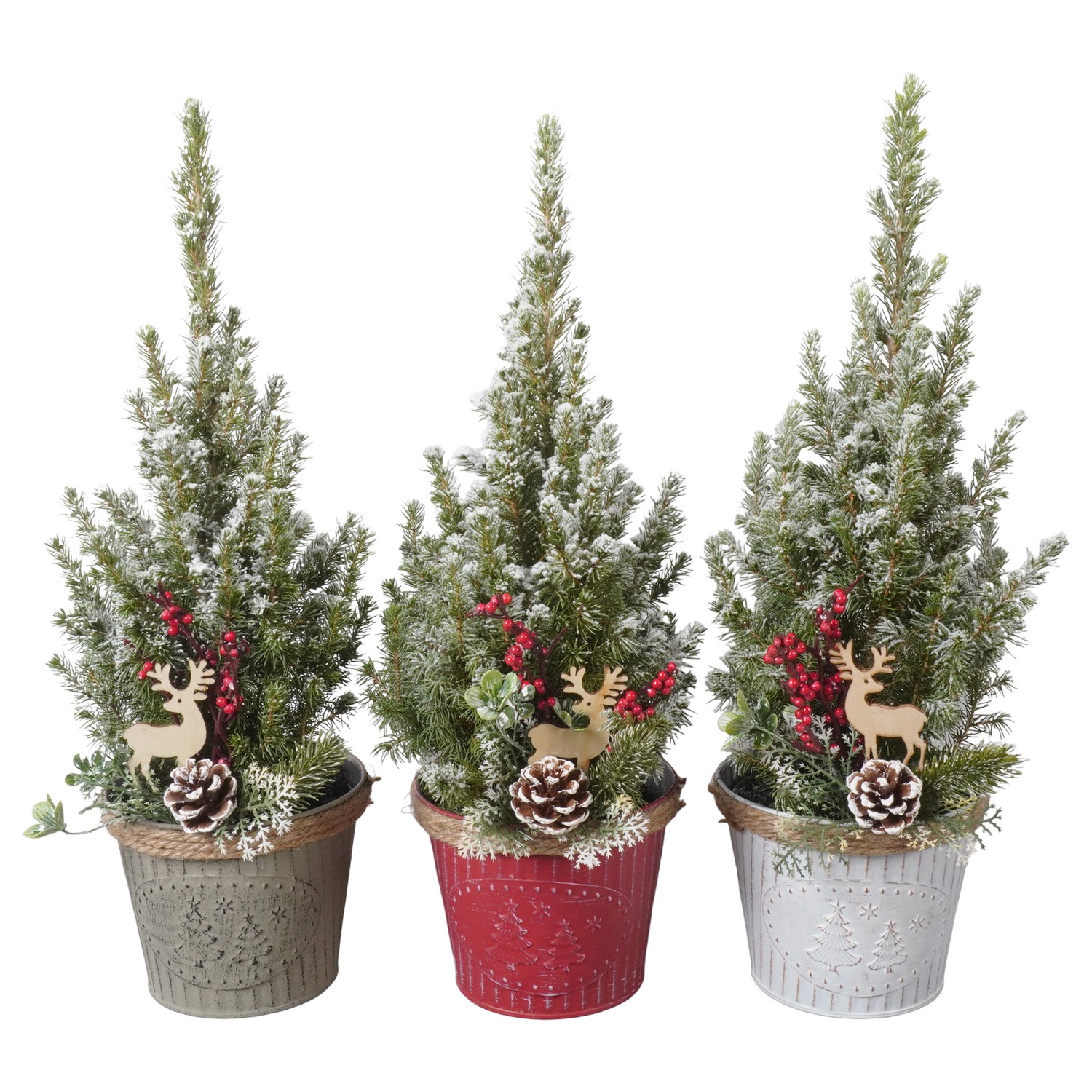 Picture of PTK24455 Picea Conica Perfecta with snow in zinc pot decoration P13 45cm