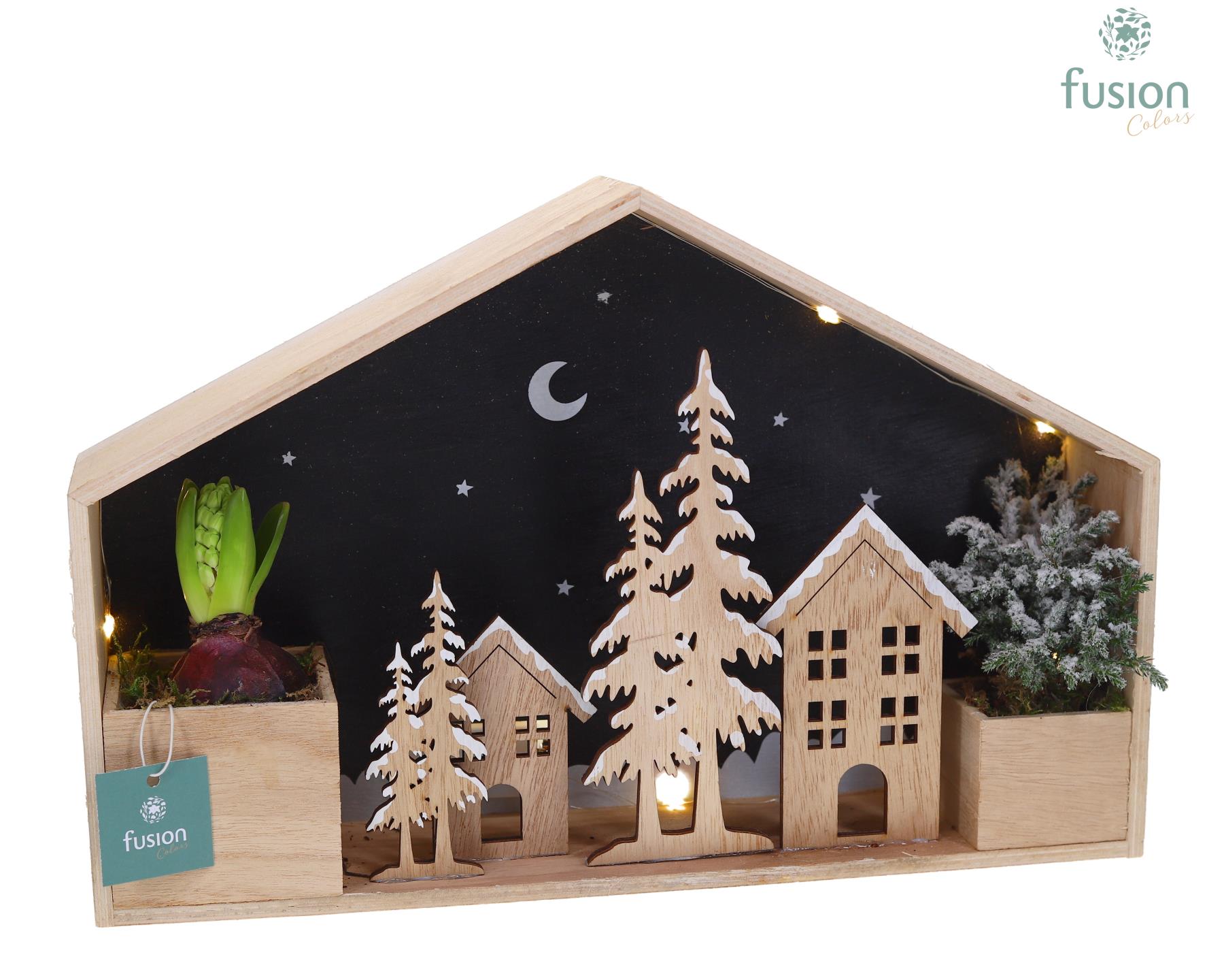 Picture of X-Mas arrangement Wooden House LED FC-23.0036FDH P40 25CM