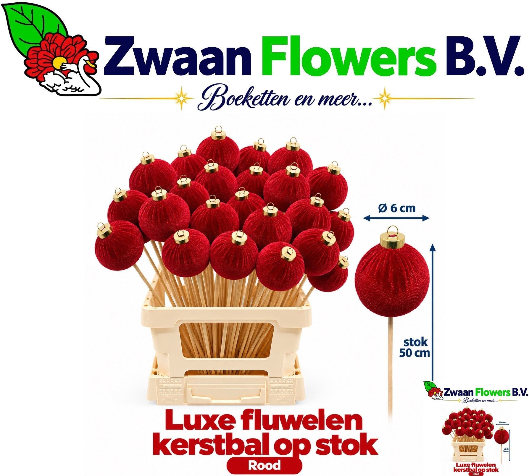 Kerstbal Op Stok H%