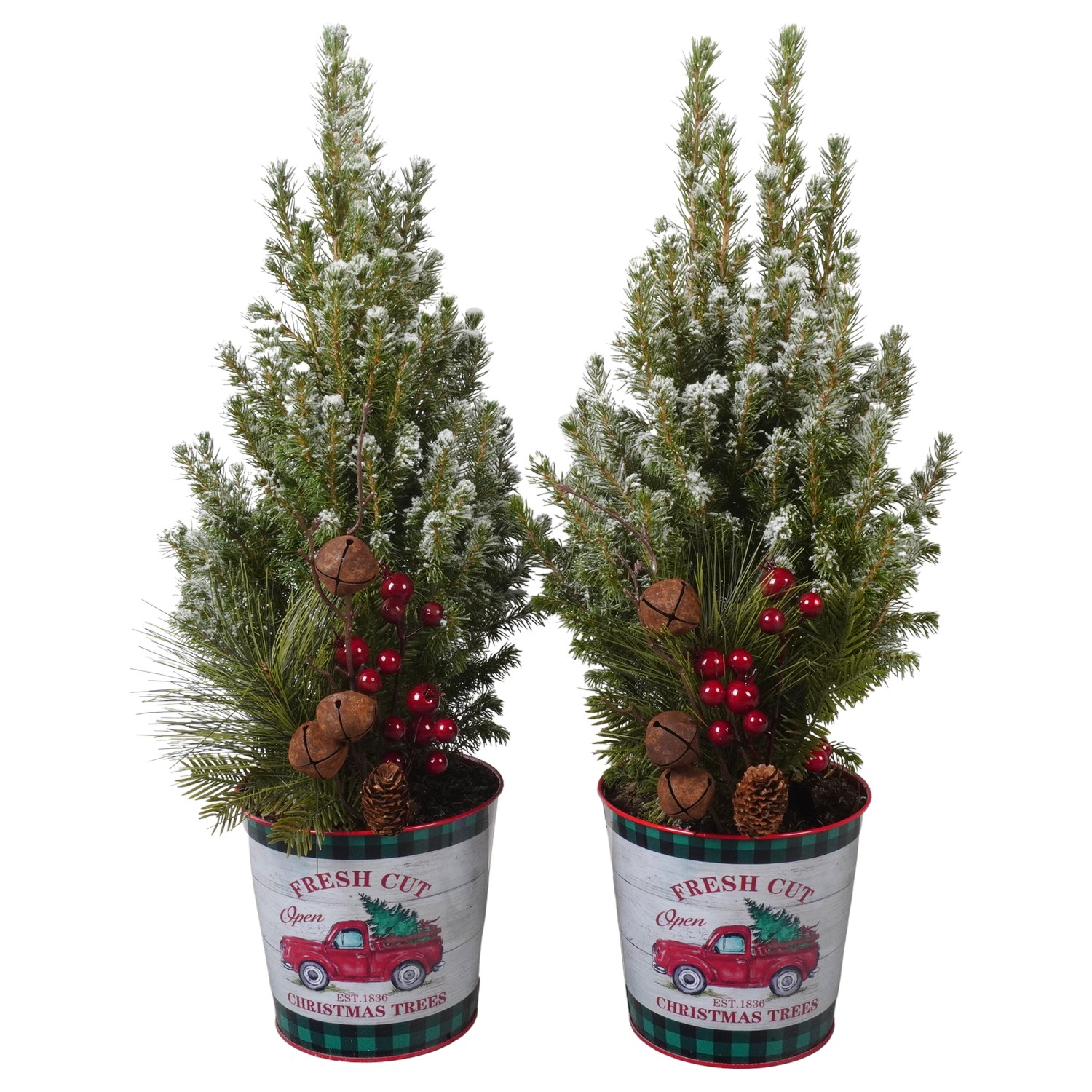 Picture of PTK24538 Picea Conica Perfecta with snowin zinc pot decoration P15 50CM