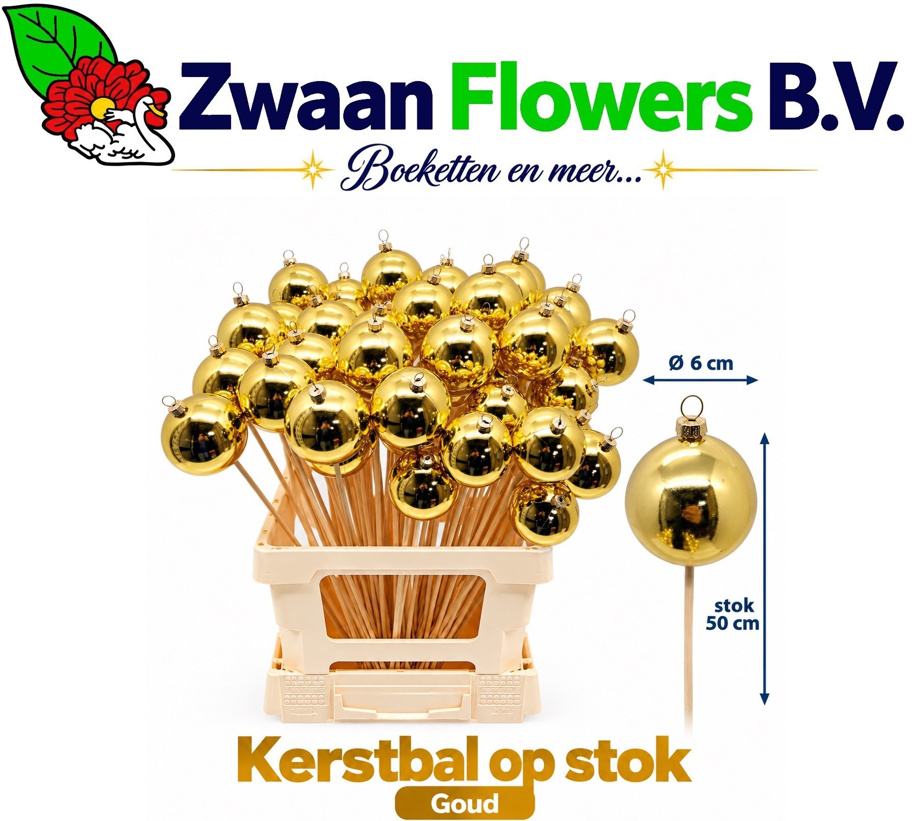 Kerstbal Op Stok H%